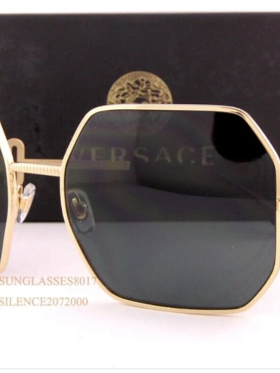 VERSACE | NEW | 2242 | 2242 1002 - 87 | 61 | GOLD | DARK GREY | NON POLARIZED